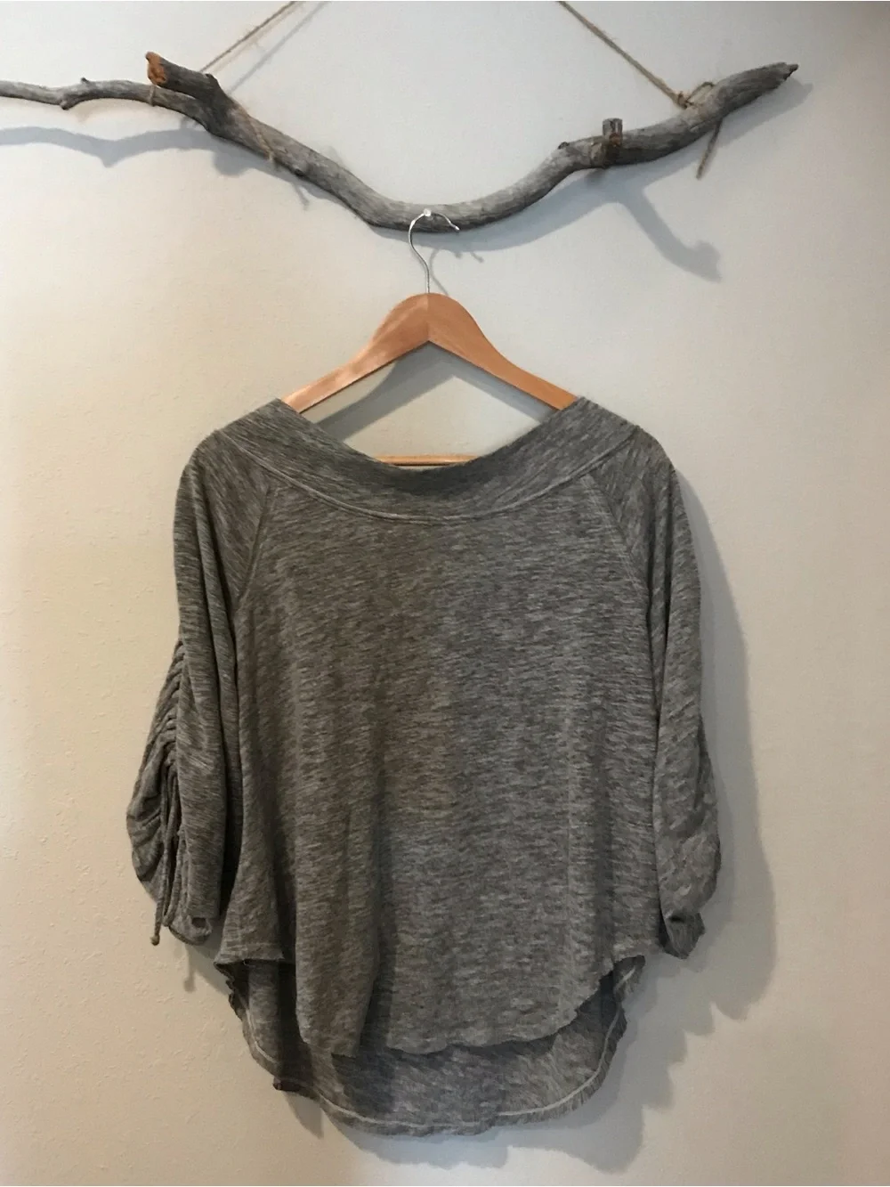 Free People We the Free Grey Cinched Sleeve Top